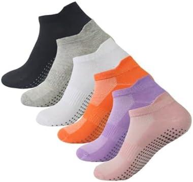         Meias de Pilates antiderrapantes para mulheres, meias aderentes ao tornozelo para ioga, barra, balé, exercícios descalços hospitalares, antiderrapantes       