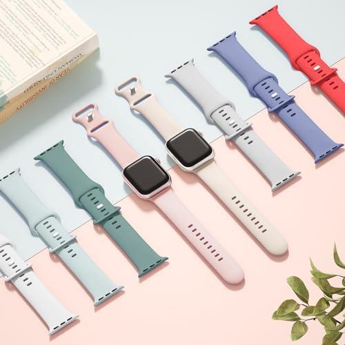         Pulseiras esportivas de silicone compatível com pulseiras de Apple Watch de 40 mm, 38 mm, 41 mm, 44 mm, 45 mm, 42 mm, 49 mm femininas e masculinas, pulseira de substituição esportiva macia e       