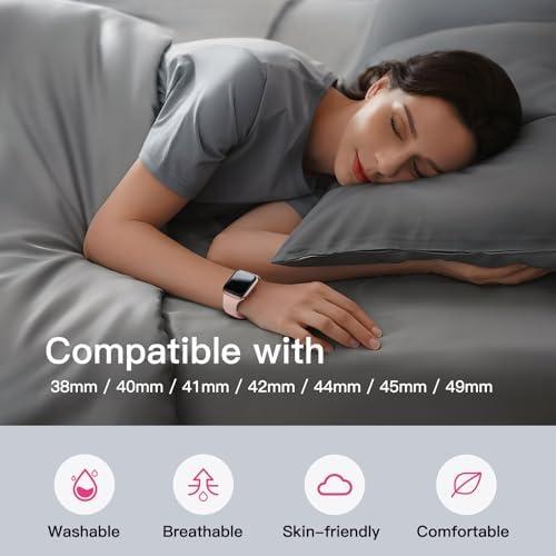         Pulseiras esportivas de silicone compatível com pulseiras de Apple Watch de 40 mm, 38 mm, 41 mm, 44 mm, 45 mm, 42 mm, 49 mm femininas e masculinas, pulseira de substituição esportiva macia e       