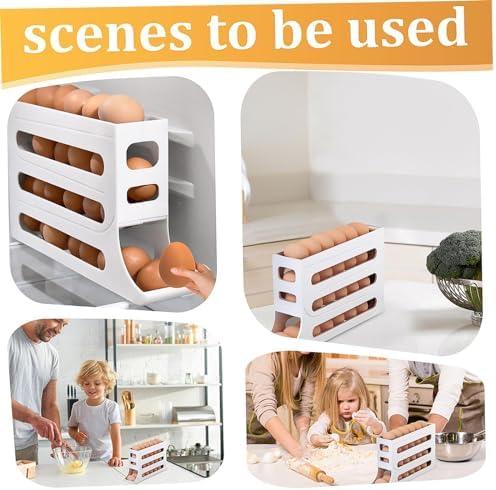        GeRRiT Suporte para ovos com dispensador automtico de 4 camadas, economiza espao na geladeira, comporta ate 28 ovos       
