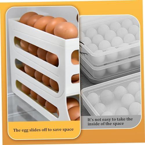         GeRRiT Suporte para ovos com dispensador automtico de 4 camadas, economiza espao na geladeira, comporta ate 28 ovos       