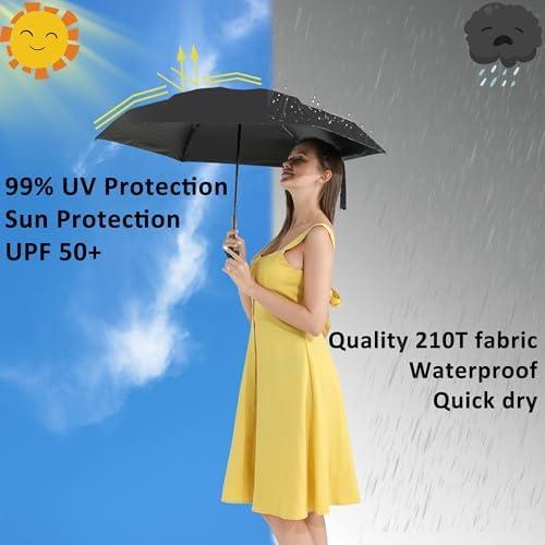         Mini guarda-chuva pequeno com estojo leve design compacto para viagens, leve, portátil, ao ar livre, sol e chuva, guarda-chuvas modernos       